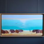 Summer Hue, Marta Bilecka, pejzaż morski na płótnie pejzaż morski na płótnie ręcznie malowany. Obraz o tematyce morskiej w pięknej ramie, malowany przez artystkę. W morskim klimacie, morze, woda, plaża.