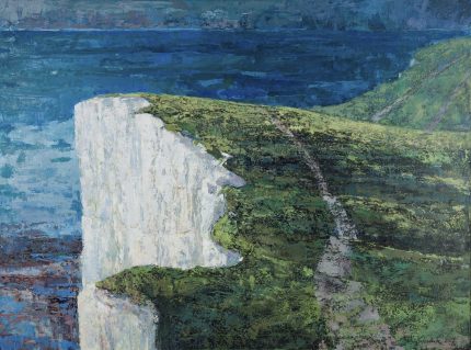 obraz impresjonizm malowany na płótnie duży klif morze beachy head wybrzeżę krzysztof nowak