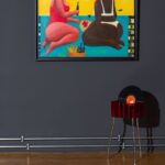 Czekajac na jelenia II, Jacek Frąckiewicz, duży obraz ręcznie malowany na płótnie od artysty. Nowoczesny obraz w dużym formacie do salonu. Abstrakcja na płótnie, ekspresjonizm. Kolorowy obraz na płótnie, ręcznie malowany.