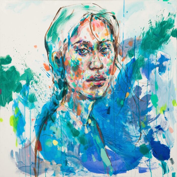 abstrakcyjny obraz portret kobiety kolory plamy nostalgia małgorzata sęk