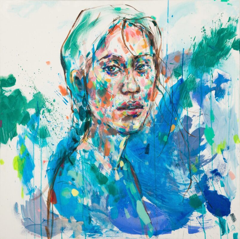 abstrakcyjny obraz portret kobiety kolory plamy nostalgia małgorzata sęk