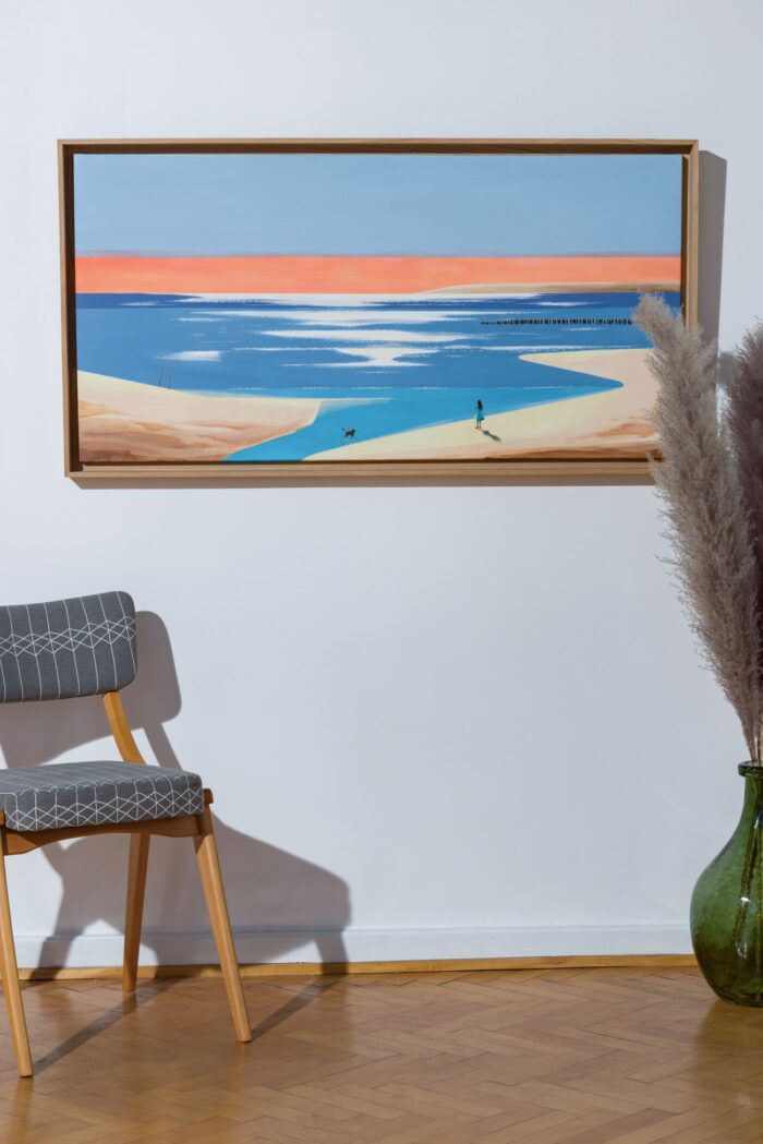 Summer Hue 5, Marta Bilecka Obraz ręcznie malowany, pejzaż morski , duży format, obraz w ramie w morskim klimacie, plaża, morze na obrazie.
