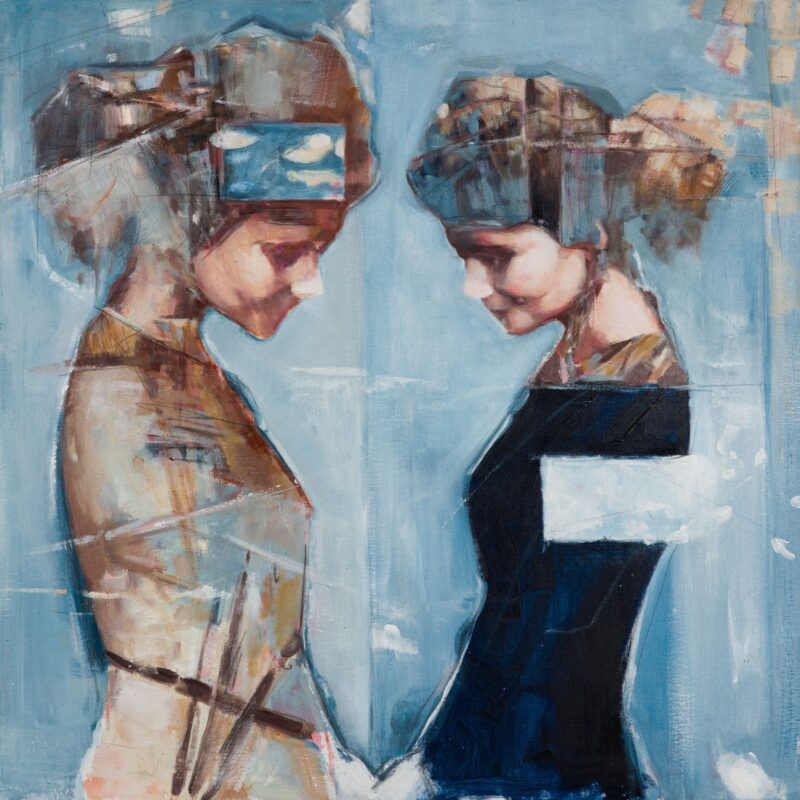abstrakcyjny obraz ręcznie malowany na płótnie dwie kobiety portret daria majtka kucharska