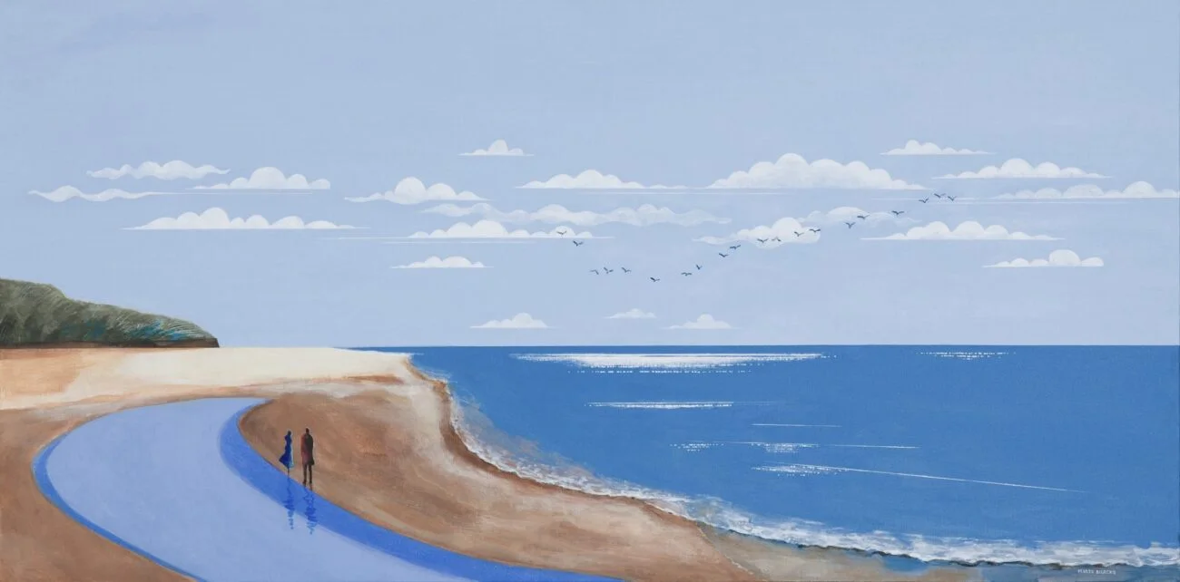 Summer Hue 5, Marta Bilecka Obraz ręcznie malowany, pejzaż morski , duży format, obraz w ramie w morskim klimacie, plaża, morze na obrazie.