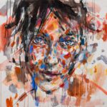 abstrakcyjny obraz portret na płótnie kolory twarz kobiety małgorzata sęk