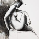 rysunek akt kobiecy kobieta z profilu ręcznie namalowany daria majtka kucharska