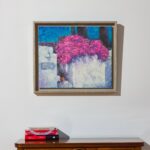 Bungewilla z Krety, Tomasz Klimczyk Obraz ręcznie malowany na płótnie. Pejzaż grecki. Kreta, Grecja na obrazie. Obraz oprawiony w ramę. Obraz do salonu, sypialni lub biura.