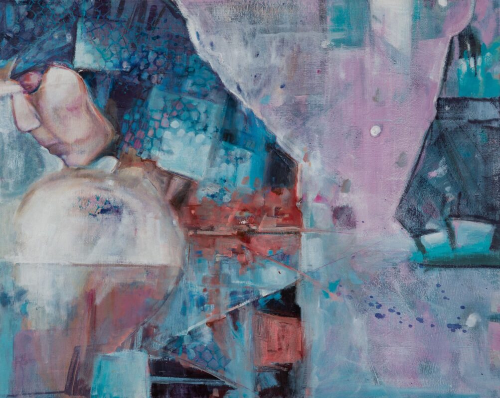 obraz abstrakcyjny ręcznie malowany na płótnie kobieta stonowane kolory daria majtka kucharska