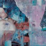 obraz abstrakcyjny ręcznie malowany na płótnie kobieta stonowane kolory daria majtka kucharska