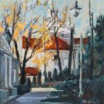 obraz impresjonistyczny ręcznie malowany uliczka Zduńska wola autor Krzysztof Nowak