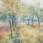 obraz olejny ręcznie malowany na płótnie, pejzaż, plener w Kamionie z Dudą Graczem , Alina Sibera, pejzaż na płótnie