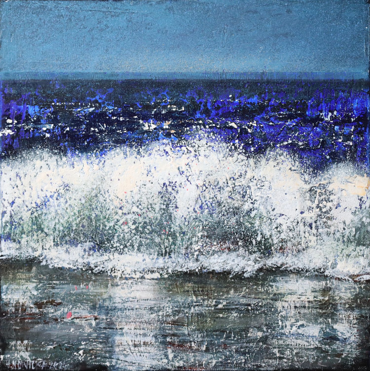 Morze 40x40 Halina Nowicka Na fali | Halina Nowicka - obrazek 1